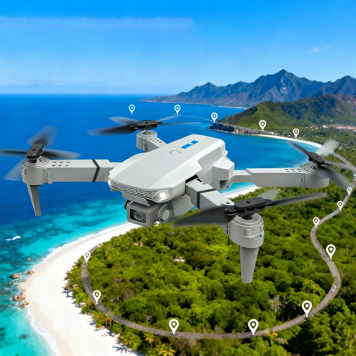 1080P DRONE WITH TWO CAMERAS AND 3X BATTERY – 100M RANGE, GESTURES, 3D FLIP Brand no brand