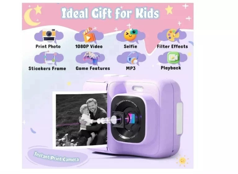 1080P INSTANT PRINT CAMERA FOR CHILDREN – PURPLE Manufacturer code 0747674539466