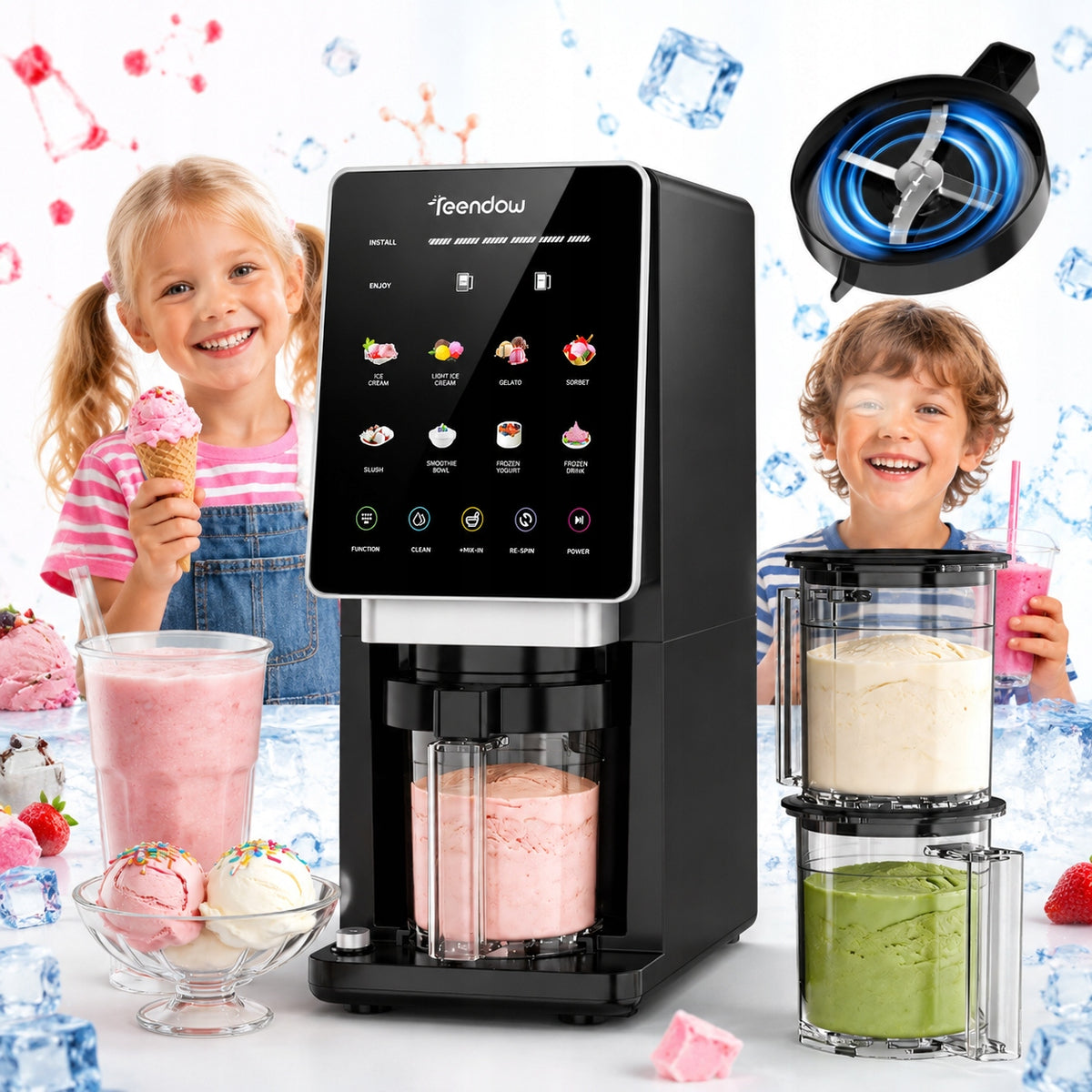 10IN1 800W ICE CREAM MAKER FOR GELATO SORBET ICE CREAM 8 READY PROGRAMS
