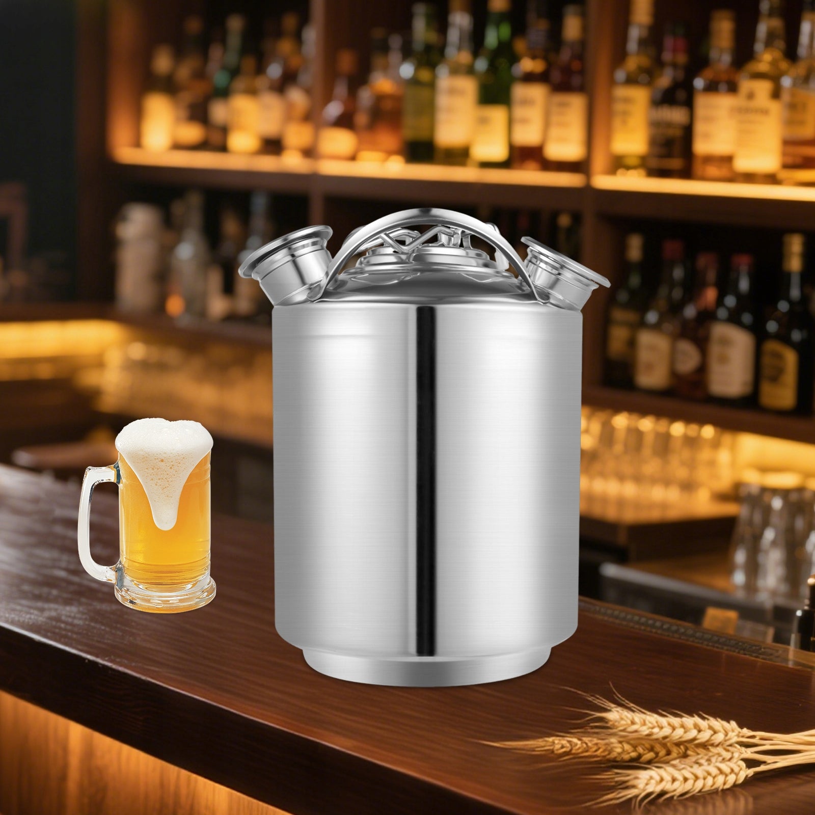10L 304 STAINLESS STEEL DRAFT BEER MACHINE CLEANING KEG 3SPOUT Packaging status original