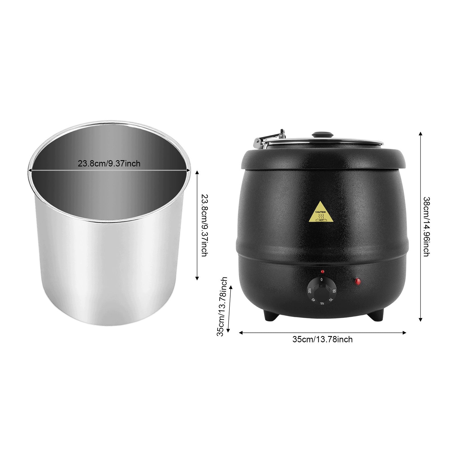 10L ELECTRIC HOT SOUP POT 400W SOUP WARMER WITH HANDLE RING 35*38CM Manufacturer code 1560612