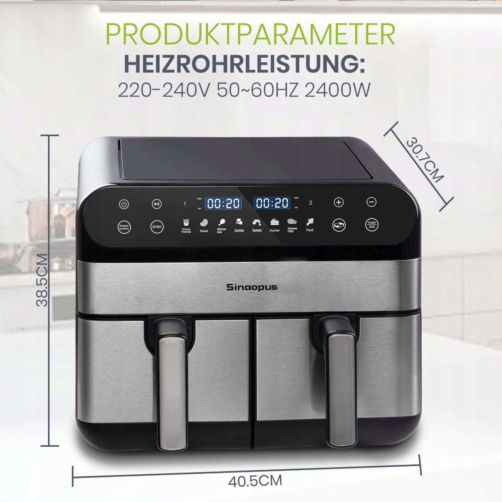 10L XXL Fat Free Fryer with Dual Zone Chamber for Families Model 1
