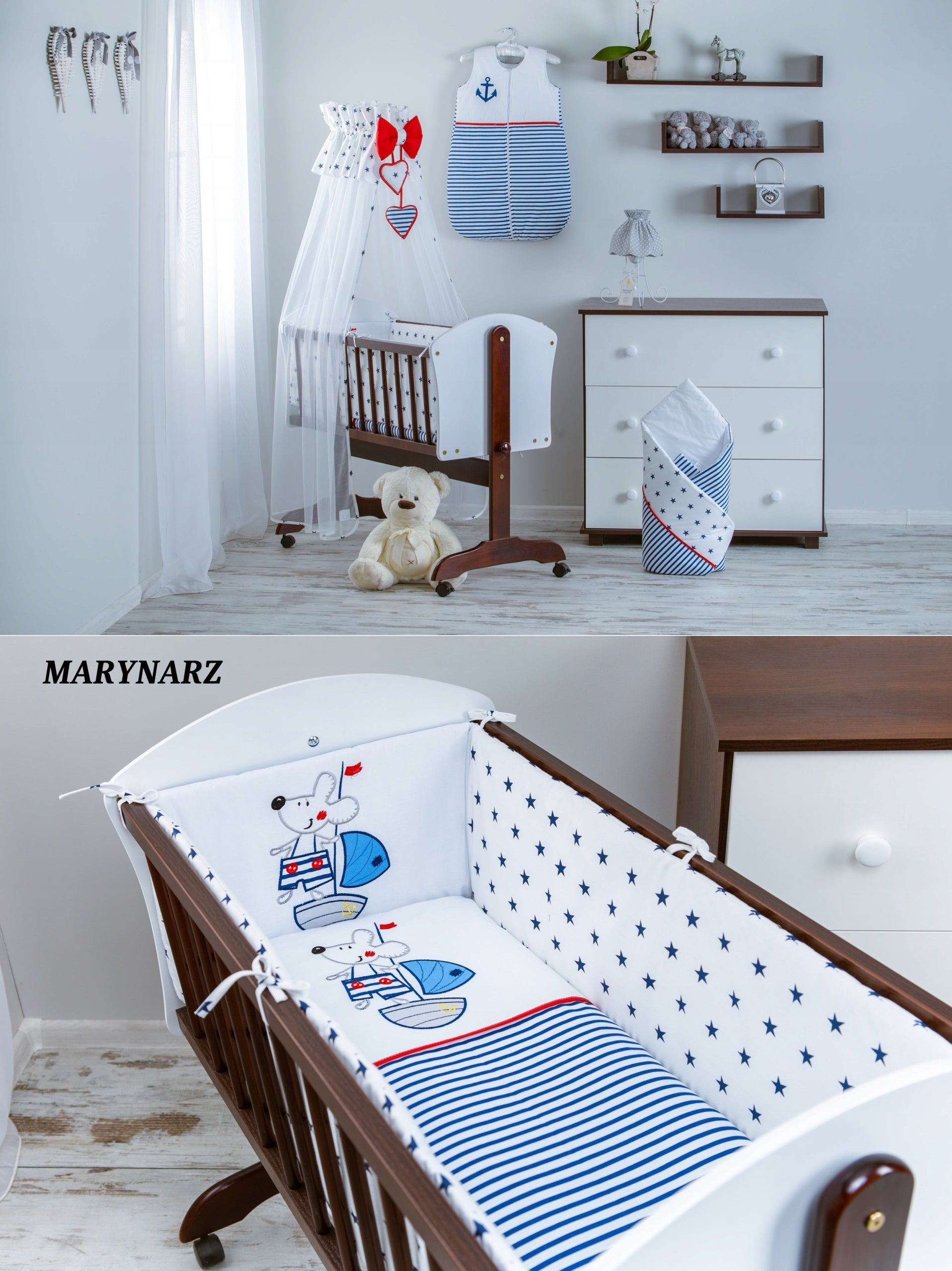 10el BEDDING SET WITH EMBROIDERY+ CRADLE+MATTRESS Brand Baby-Raj