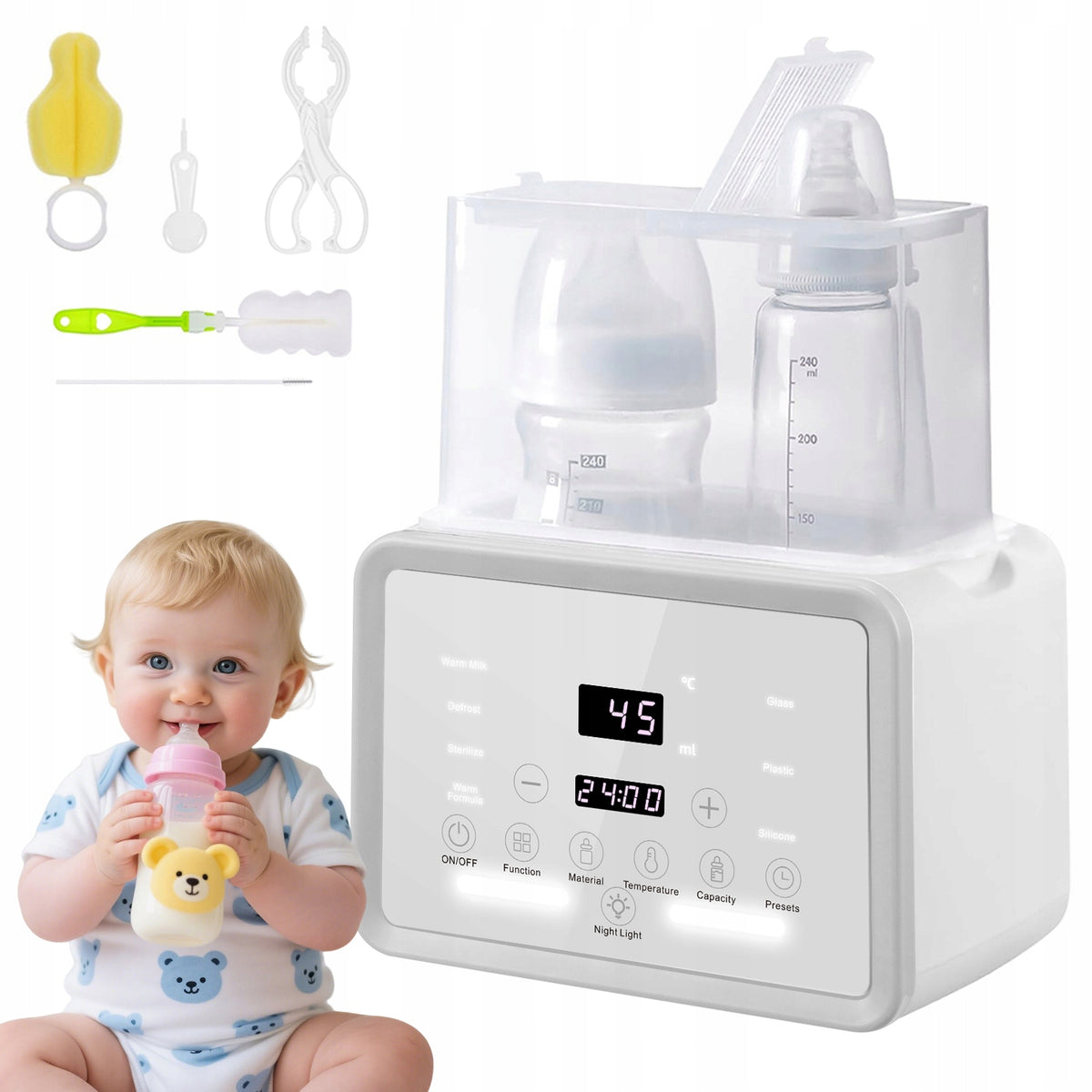 10in1 BOTTLE WARMER and LCD DOUBLE 2 BOTTLES STERILIZER WITH LAMP