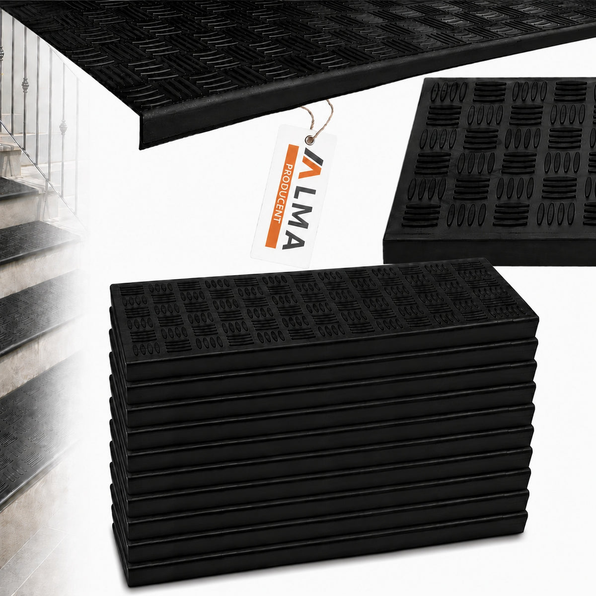 10x ANTI-SLIP OVERLAYS FOR RUBBER STAIRS GROOVED STRONG TREPE STEPS