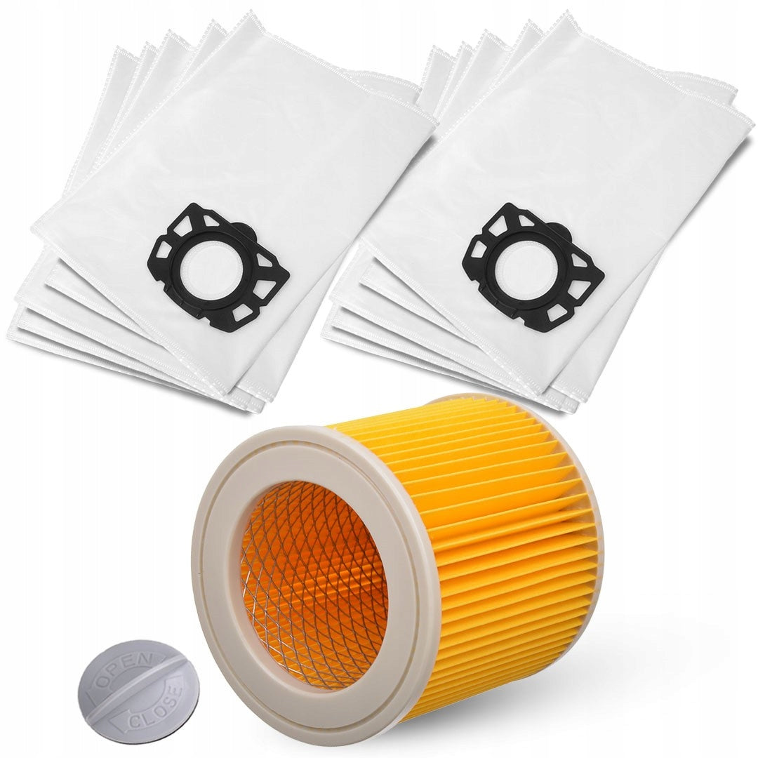 10x BAGS + FILTER FOR VACUUM CLEANER KARCHER WD3 KFI 357 V17 V15 V19 SE WD2 V12