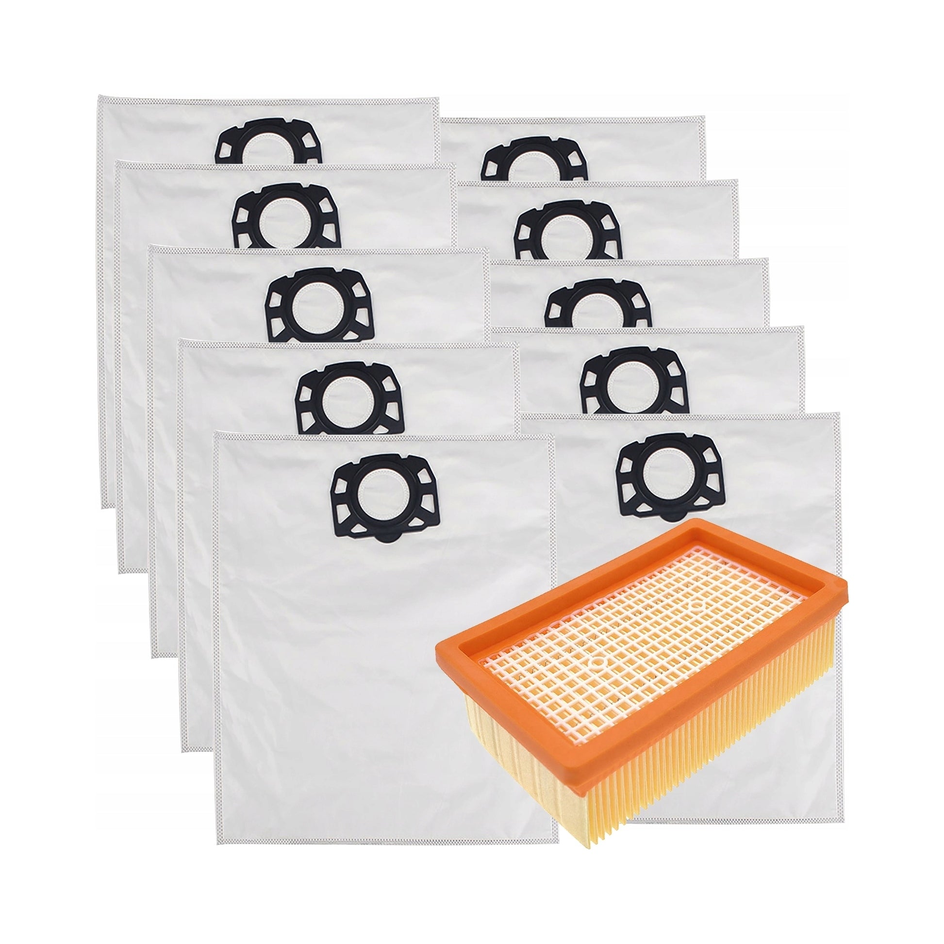 10x BAGS FILTER FOR VACUUM CLEANER KARCHER WD4 WD5 WD6 PREMIUM KWD6 MV4 MV5 MV6