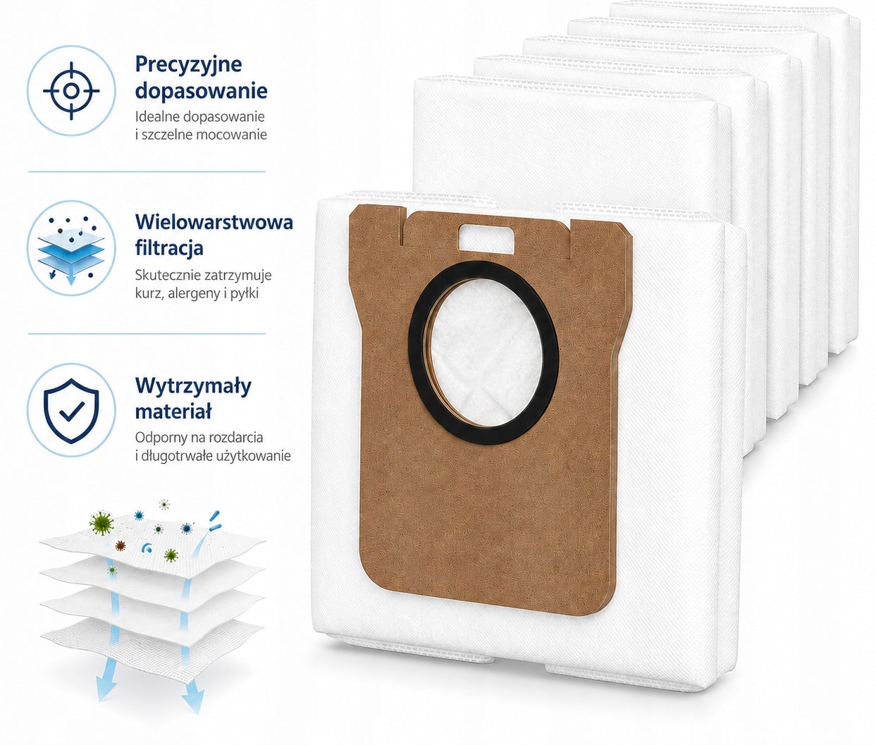 10x BAGS FOR DREAME L10S Ultra L10 L20 XIAOMI ROBOT VACUUM X10 X10+ X20+ Manufacturer code WOREK WORKI NA ŚMIECI KURZ BRUD DREAME XIAOMI