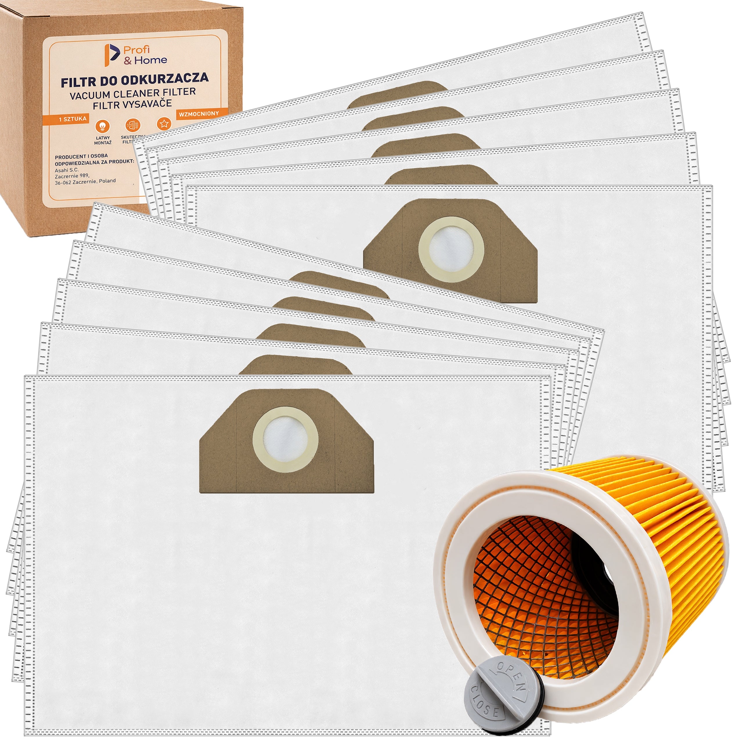 10x BAGS FOR VACUUM CLEANER KARCHER WD3 SE4001 WD2 PLUS KWD3 V17 V15+FILTER WD 3