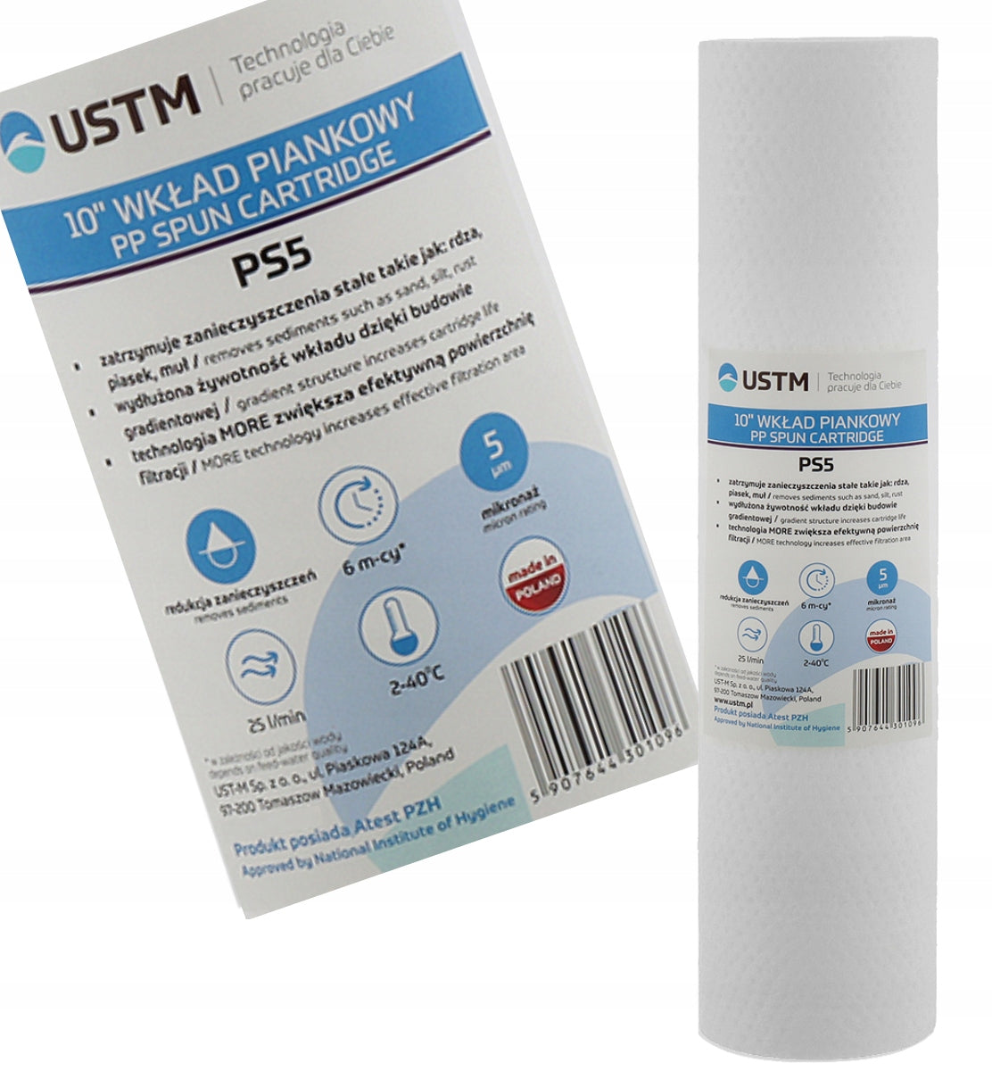 10x WATER FILTER Filter CARTRIDGE 10" FOAM 5 MICRON USTM EAN (GTIN) 5905490463425