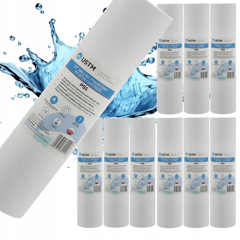 10x WATER FILTER Filter CARTRIDGE 10" FOAM 5 MICRON USTM