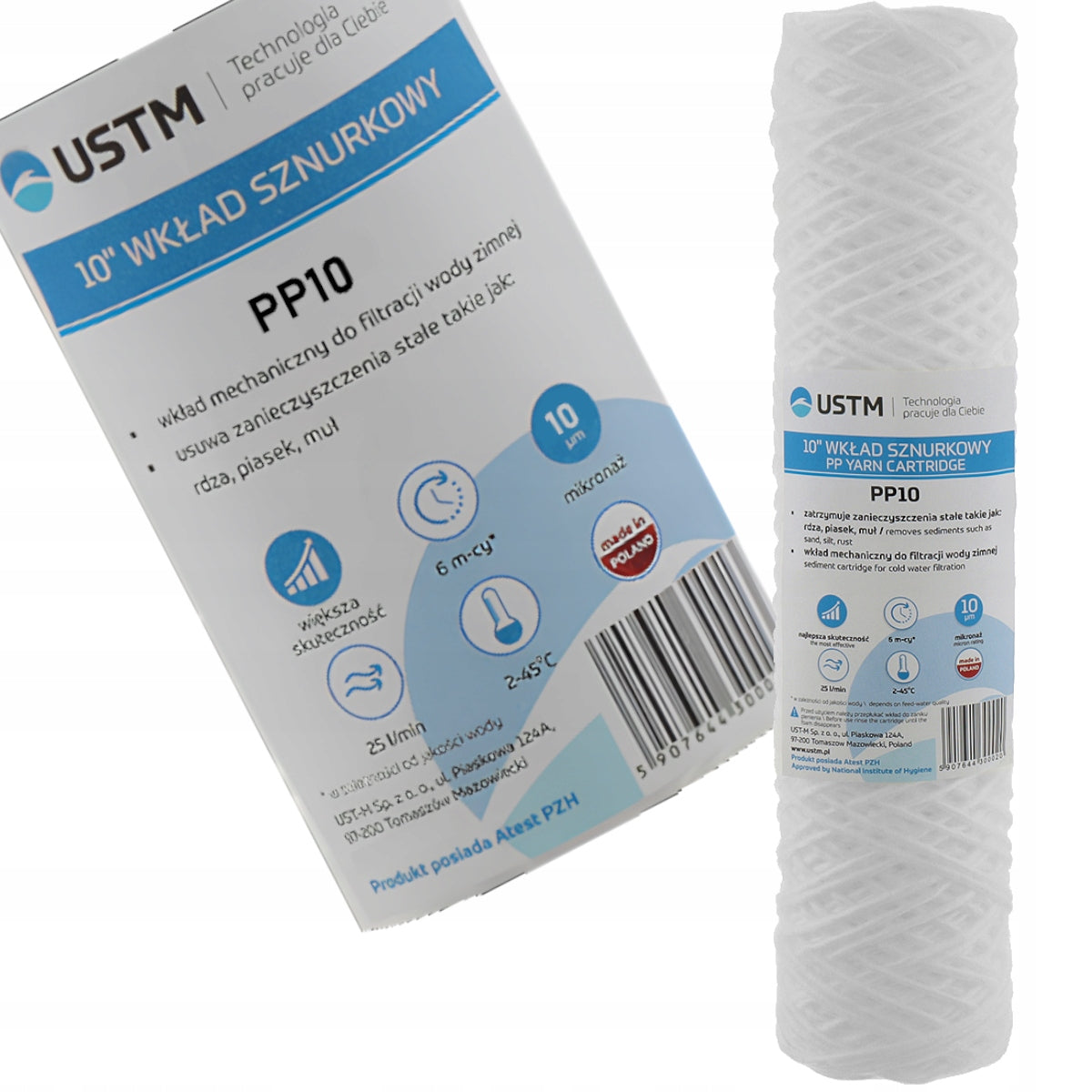 10x WATER FILTER String filter cartridge 10" 10 MICRON PP10M. USTM Packaging status original