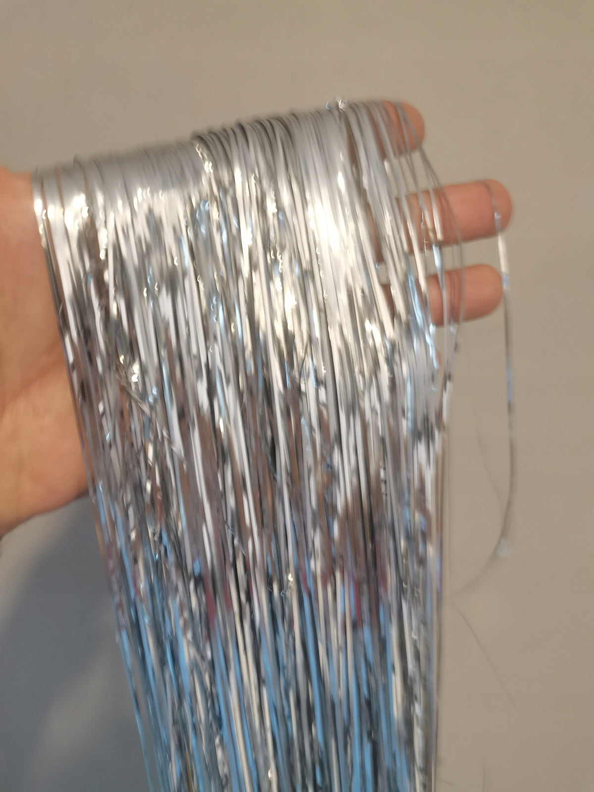 10x24cm ANGEL HAIR LAMETA FOR CHRISTMAS TREE 1m SILVER 240cm