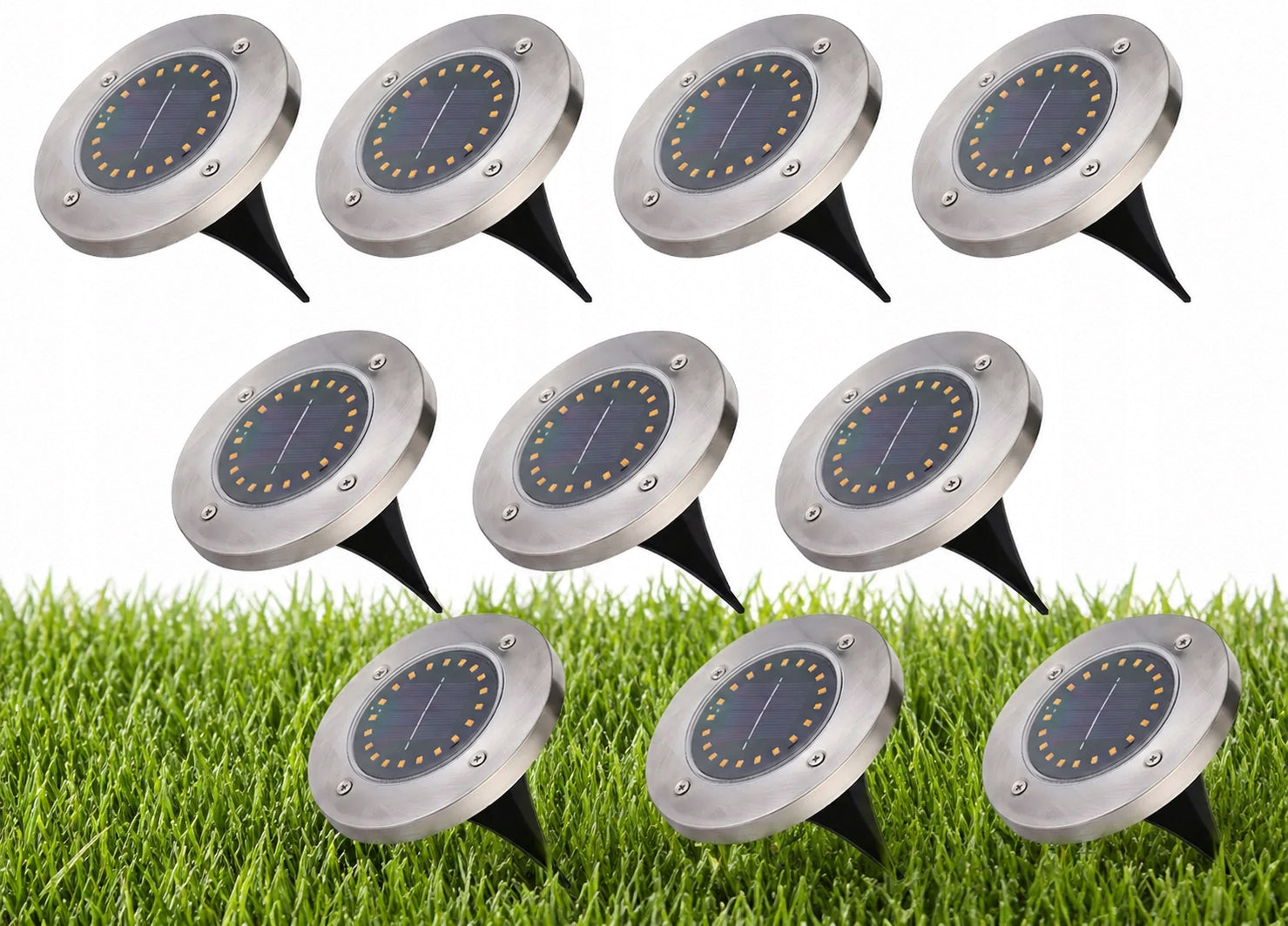 10xSolar Garden Lamp LED Light DISK Post 16led Punched Decorative Packaging status original