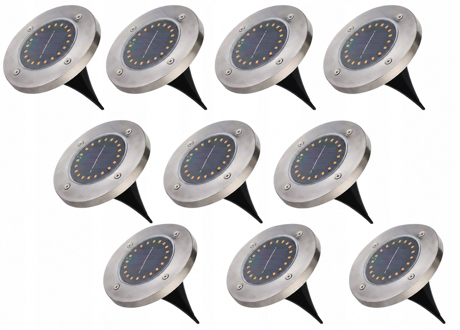 10xSolar Garden Lamp LED Light DISK Post 16led Punched Decorative