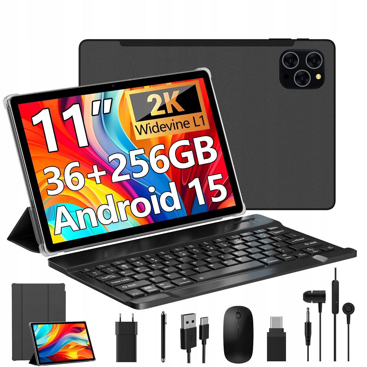 11" Tablet Android 15 Octa-Core 36GB RAM + 256GB Storage 4G LTE/SIM/5G WiFi 2000*1200 2K Display