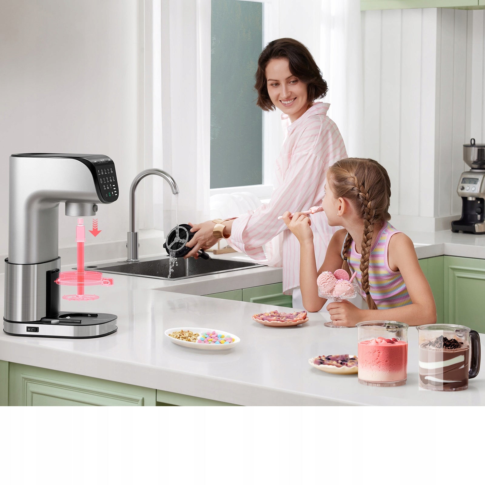 11IN1 ICE CREAM MACHINE FULLY AUTOMATIC WITH 3 CONTAINERS TO PREPARE GELATO Manufacturer code jbicemafh21a