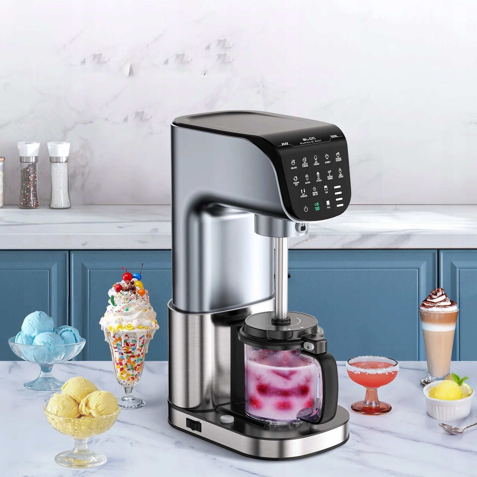 11IN1 ICE CREAM MACHINE FULLY AUTOMATIC WITH 3 CONTAINERS TO PREPARE GELATO Packaging status original