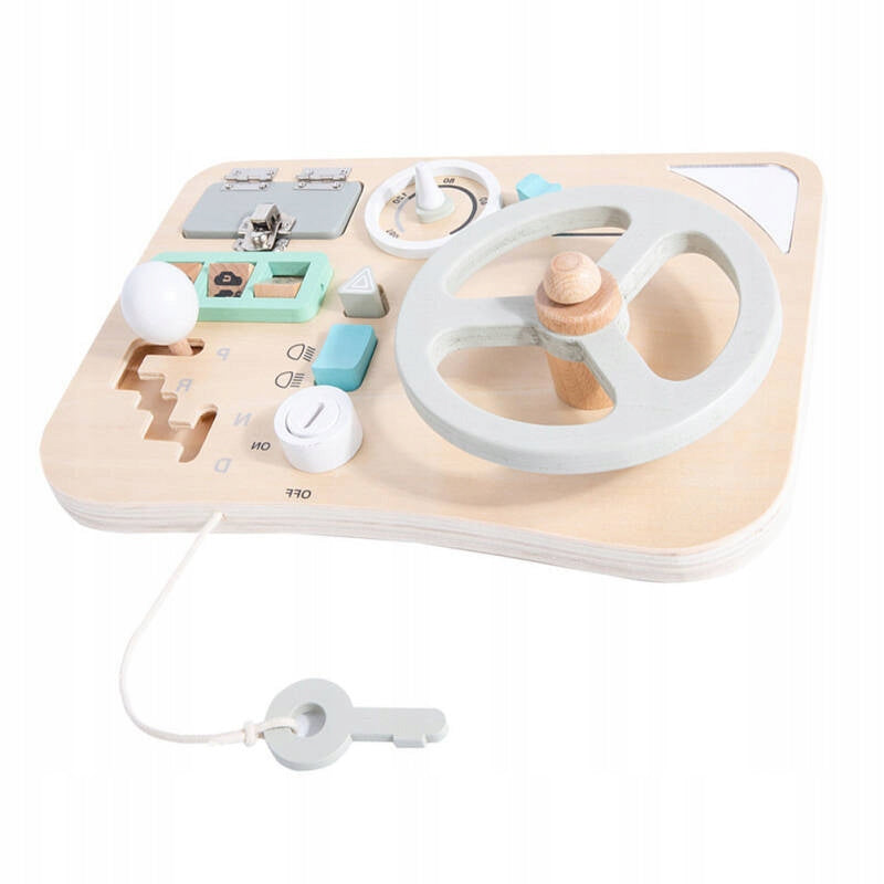 11in1 Sensory Wooden Montessori Steering Wheel Auto Packaging status original