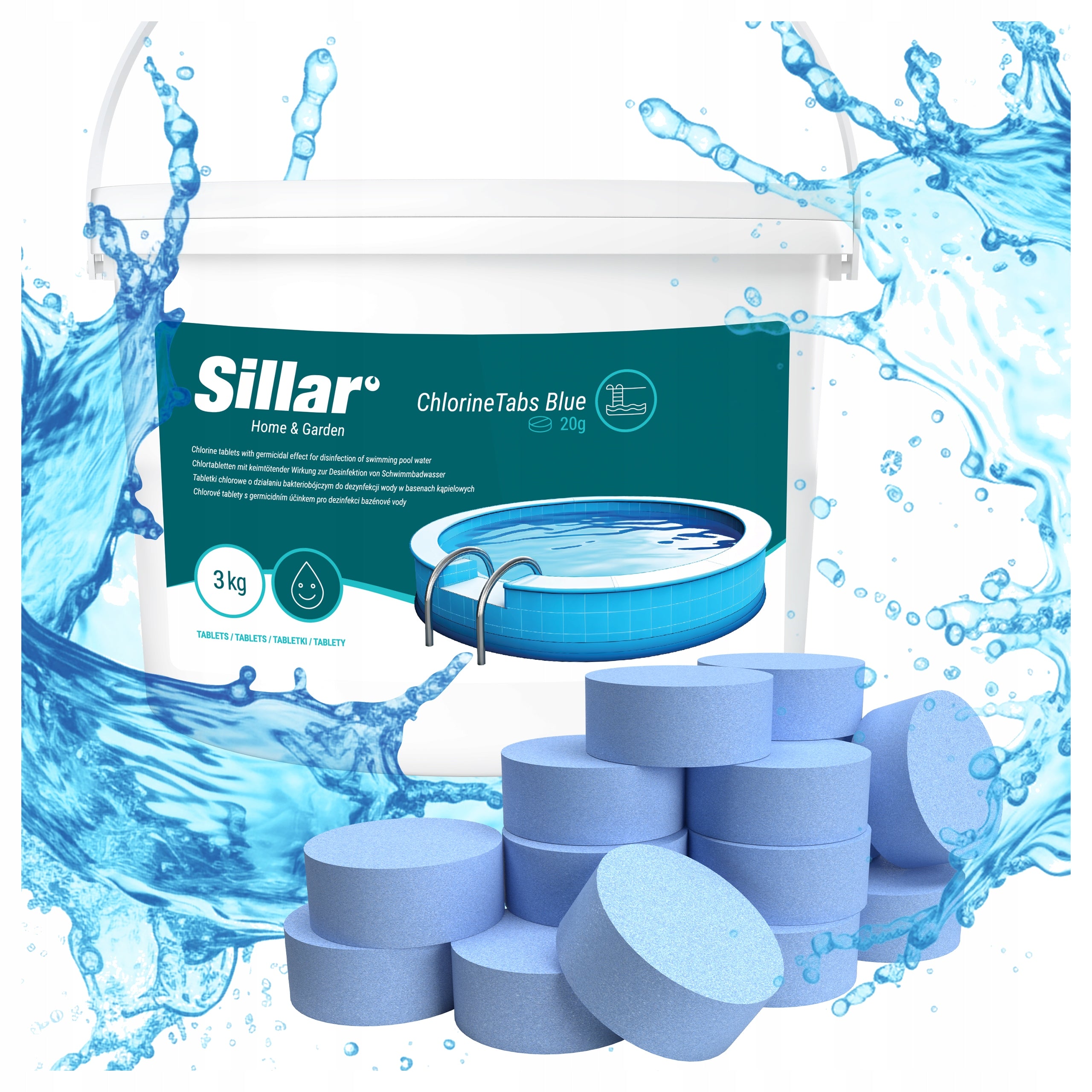 11in1 chlorine for swimming pool 3kg 20g multi tablets for swimming pool blue water Sillar Product form tablets