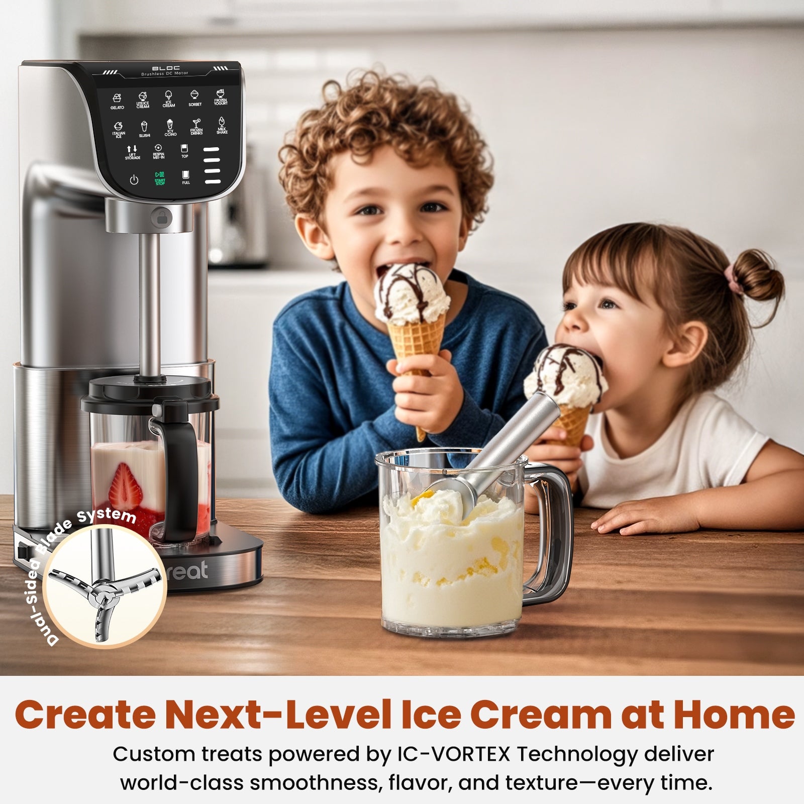 12 In 1 Ice Cream Machine Automatic Frozen Yogurt Maker 19 Oz for Home Use Manufacturer code IC-1010-EU