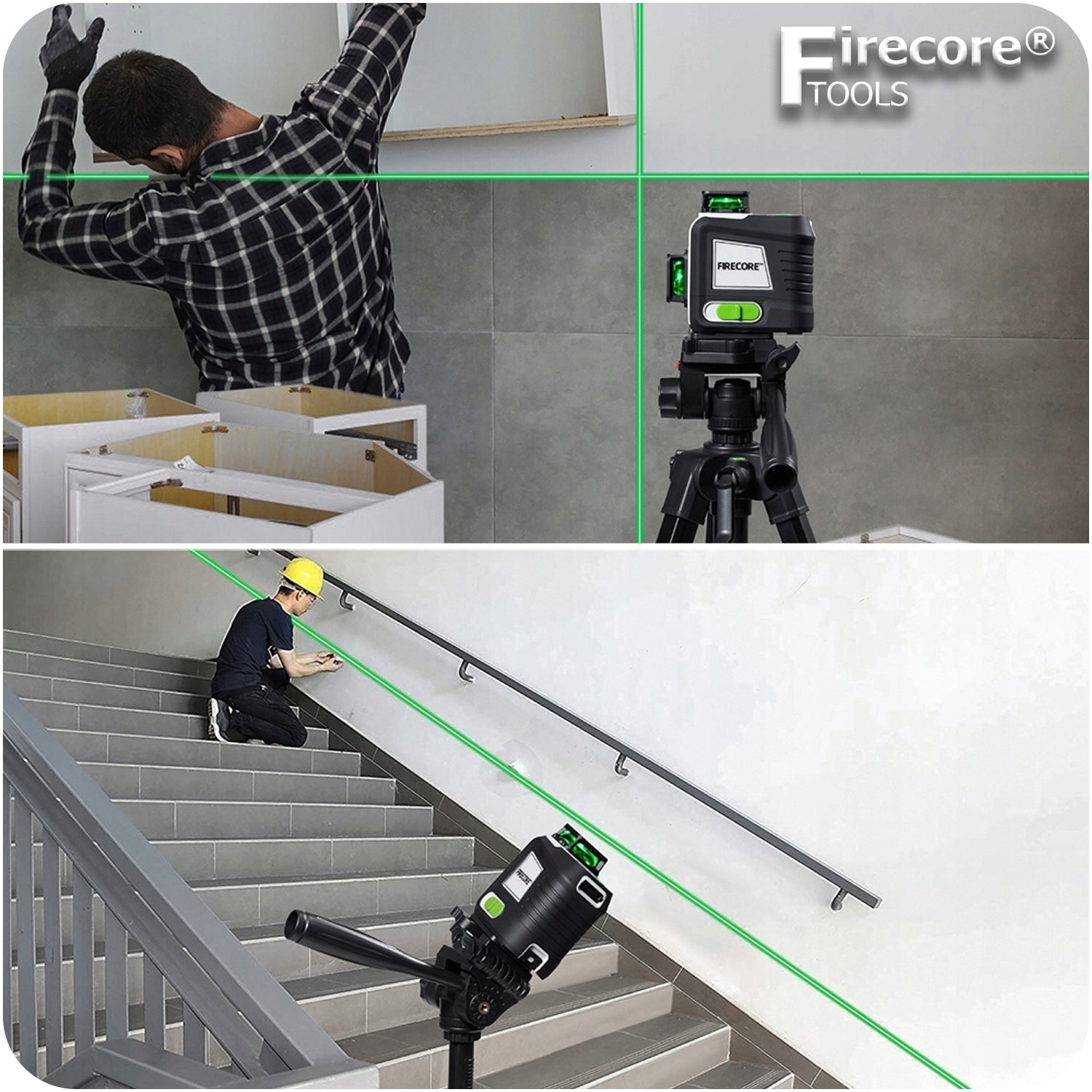 12 LINES CROSS LASER 3D LASER LEVEL 360 PLANE GREEN Brand Firecore