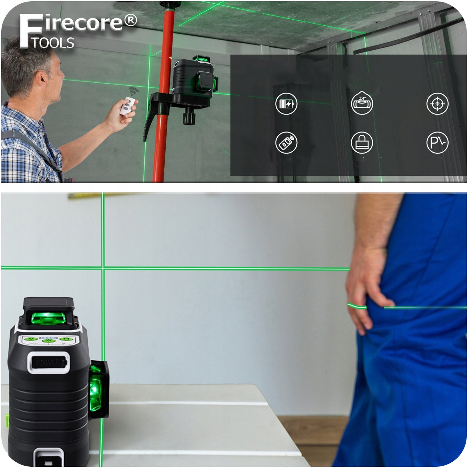 12 LINES CROSS LASER 3D LASER LEVEL 360 PLANE GREEN Manufacturer code G50