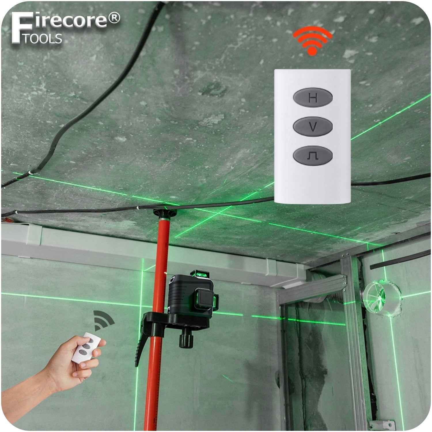 12 LINES CROSS LASER 3D LASER LEVEL 360 PLANE GREEN Power supply rechargeable battery