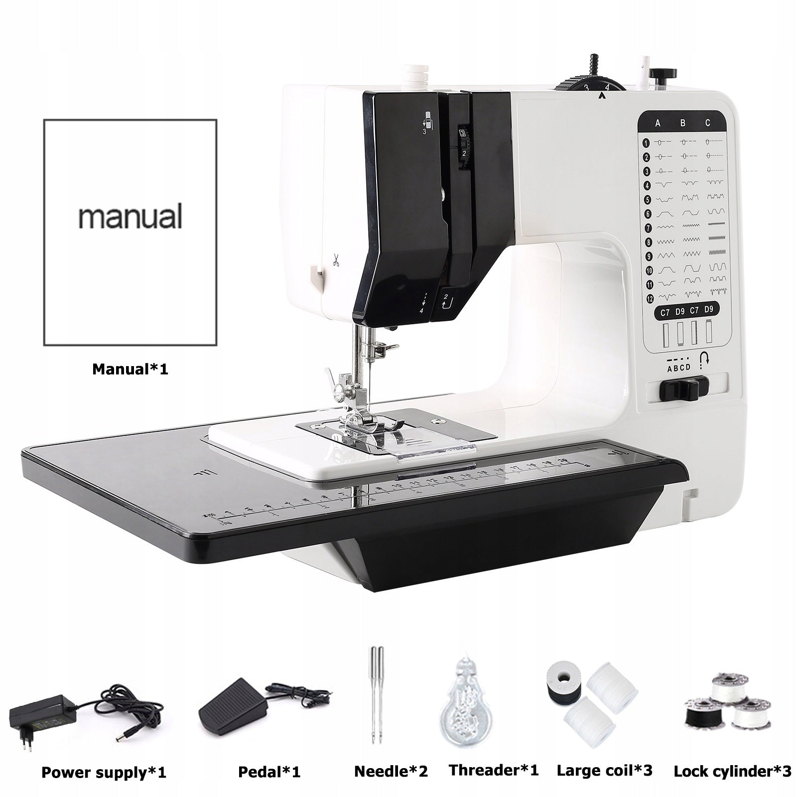 12-Needle Small Electric Sewing Machine With Retractable Table
