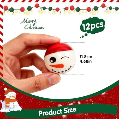 12 PCS CHRISTMAS SQUISHIES BALLS ANTI-STRESS SNOWMAN SANTA CLAUS Brand ePrezenty