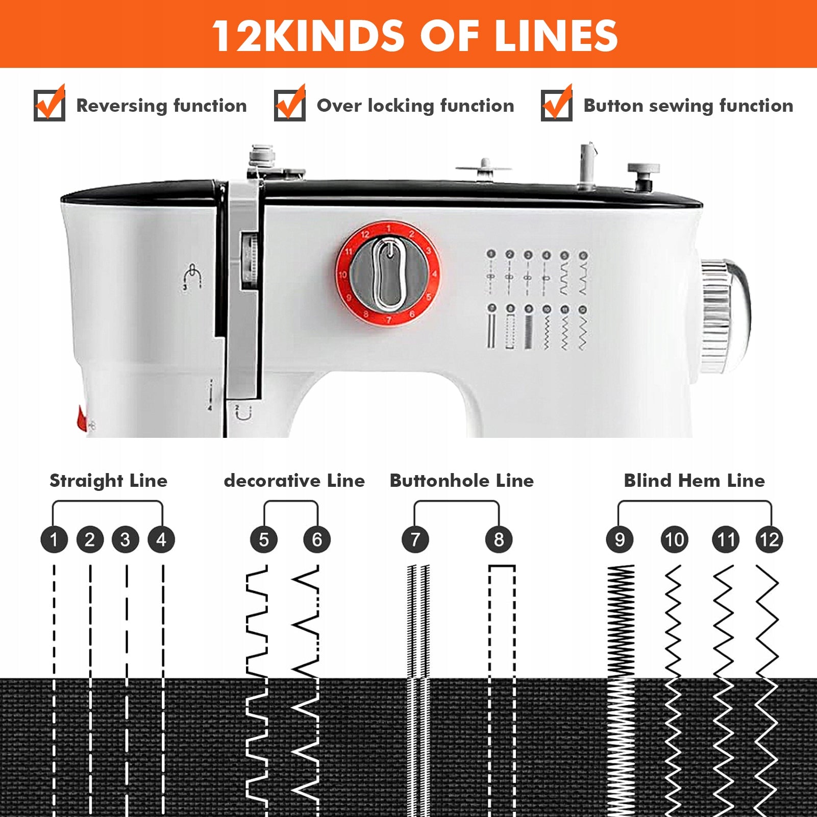 12 Stitches Electric Double Thread Sewing Machine with Sewing Kit Table Manufacturer code 12 Stitches Double Thread Sewing Machine