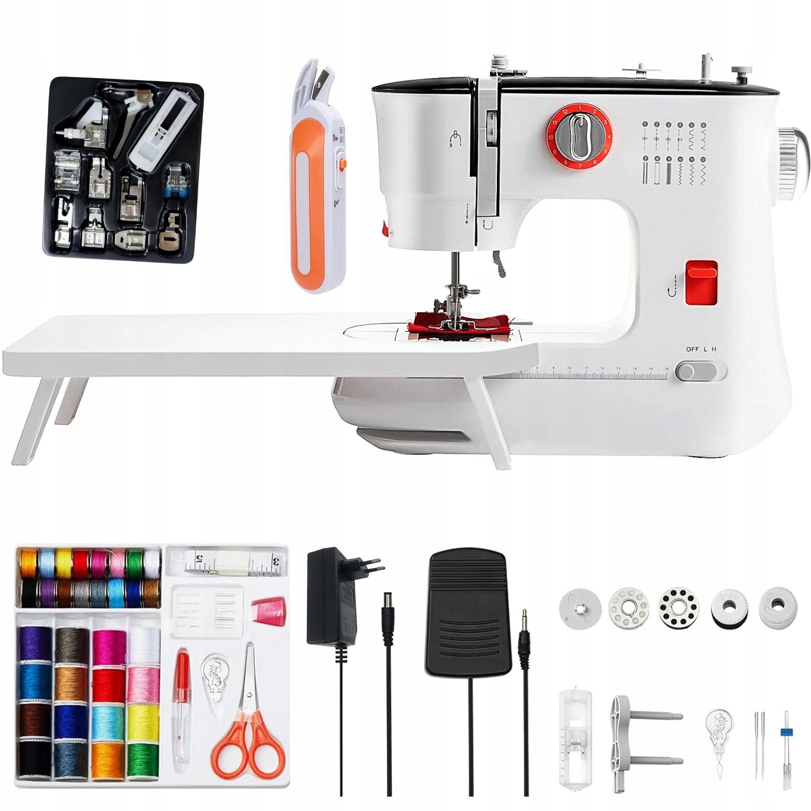 12 Stitches Electric Double Thread Sewing Machine with Sewing Kit Table