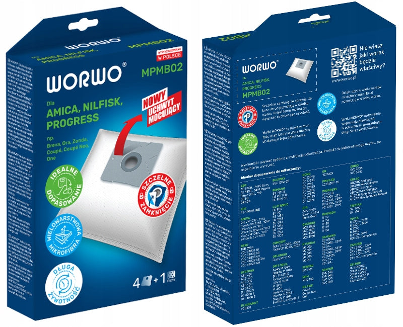 12 X VACUUM CLEANER BAGS AMICA ZONDA VP 1051 VP 1052 VM WORWO MPMB02 Manufacturer Worwo