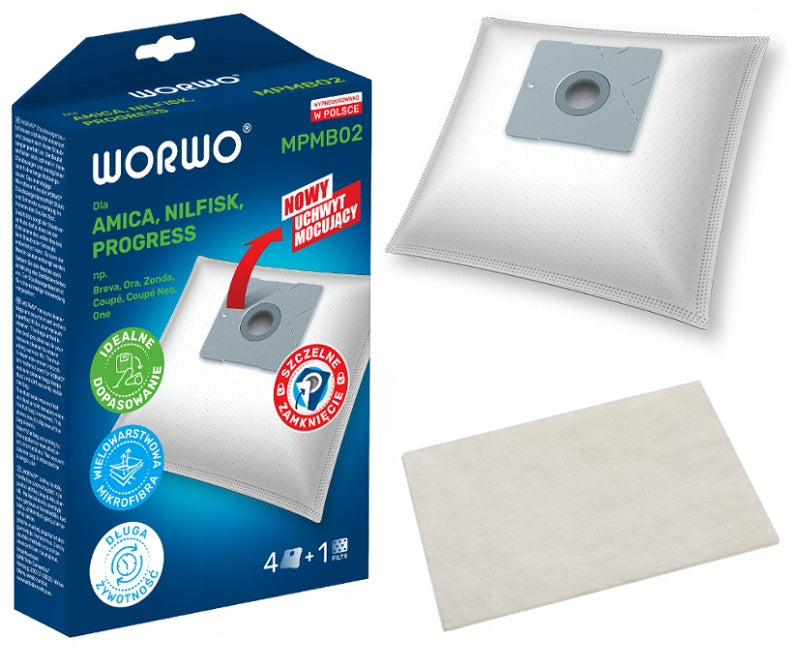 12 X VACUUM CLEANER BAGS AMICA ZONDA VP 1051 VP 1052 VM WORWO MPMB02 Manufacturer code MPMB02
