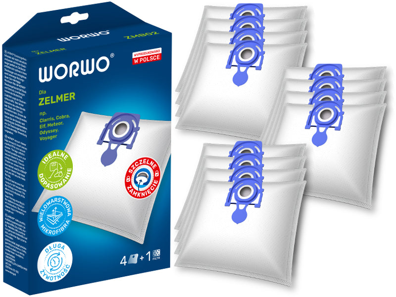 12 X ZELMER ODYSSEY METEOR VACUUM CLEANER BAGS 2 ELF 2 ELF 3 BOSCH AQUAWASH