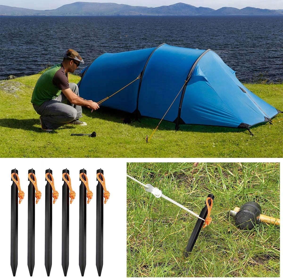 12 thick herring pins for tent tarpaulin nets 18 cm Aluminum strong Packaging status original