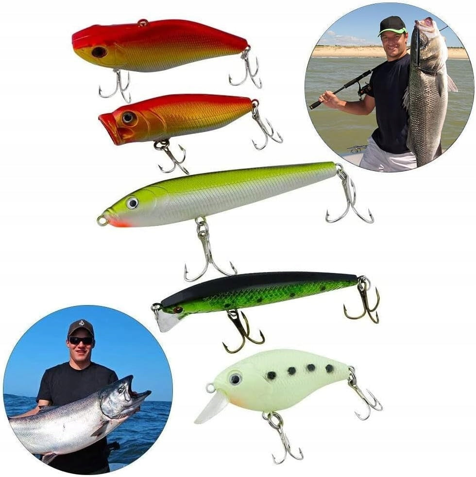120 pcs mixed fishing lures including spinners, VIB, hooks on Brand no brand
