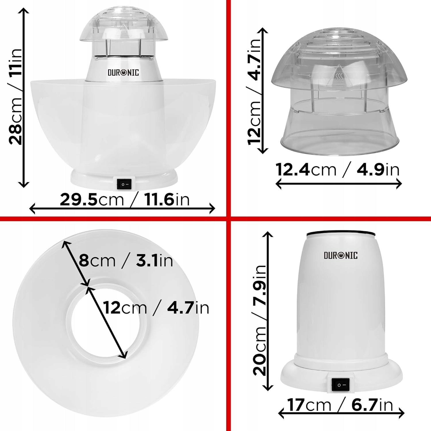 1200W FAT FREE POPCORN MACHINE WITH REMOVABLE BOWL 50G Manufacturer code 5906570977108