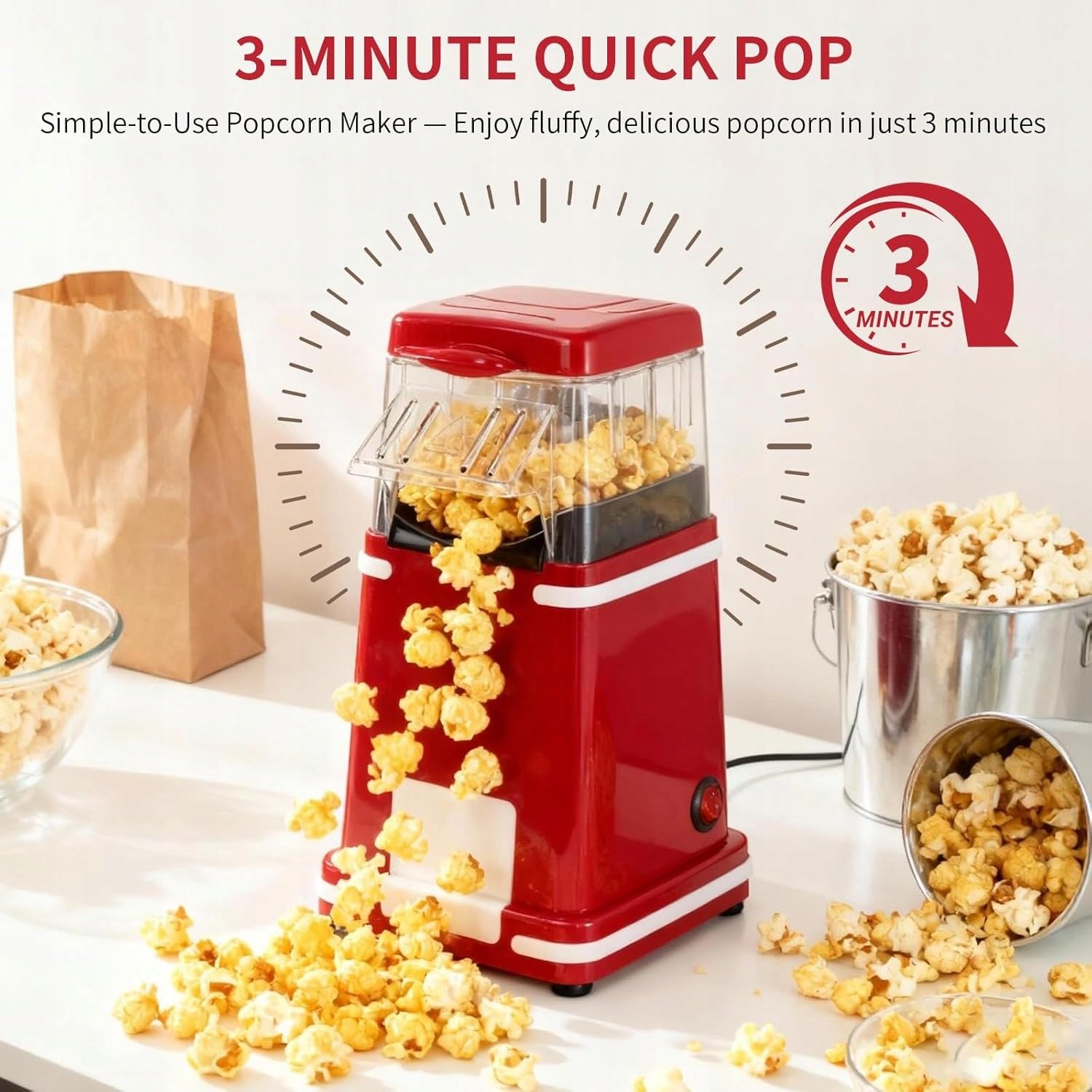 1200W HOT AIR NO FAT POPCORN MACHINE READY IN 2 MIN Brand no brand