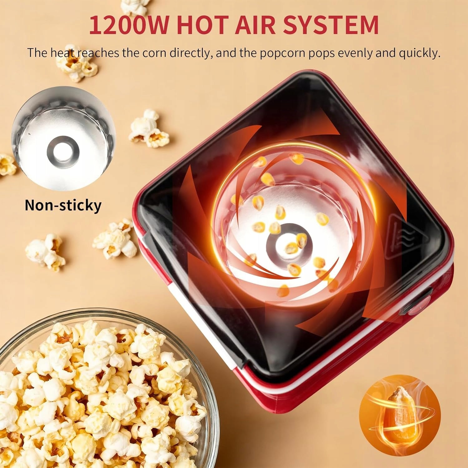 1200W HOT AIR NO FAT POPCORN MACHINE READY IN 2 MIN Packaging status original