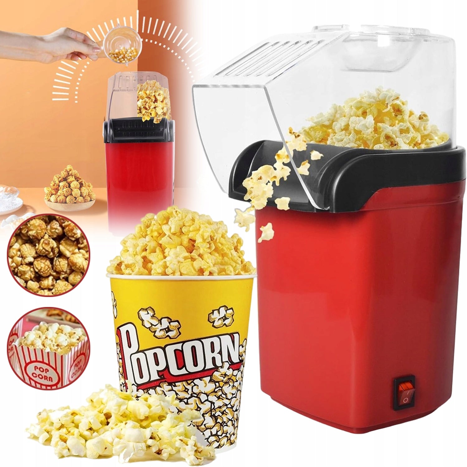 1200W NON-FAT POPCORN MACHINE FOR HOME AUTOMATIC DEVICE 220V