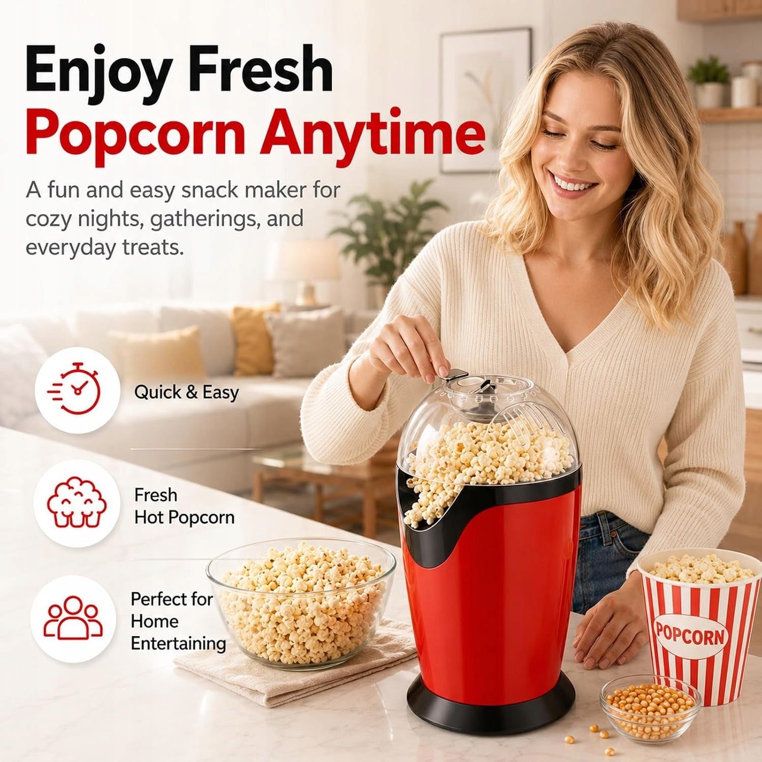 1200W OIL-FREE HOT AIR POPCORN MACHINE 2 MIN Brand no brand