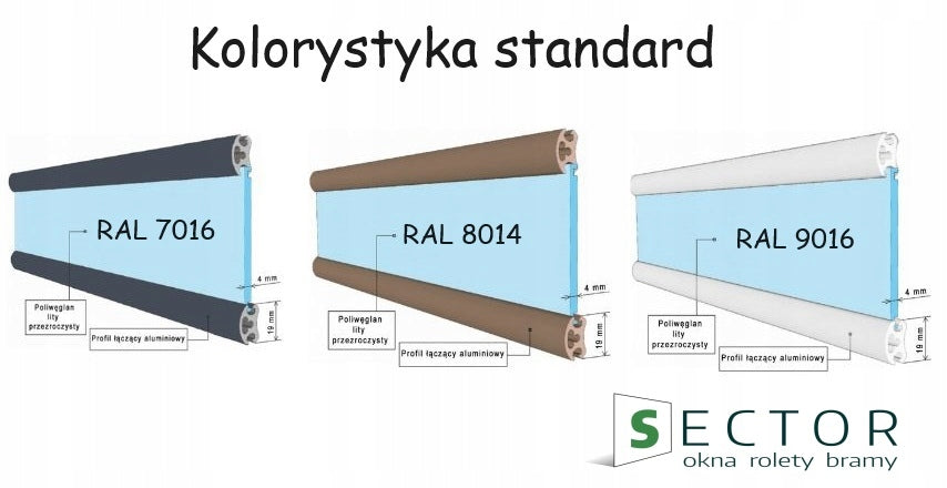 1230x1000 Polycarbonate Outdoor Transparent Blind Manufacturer code Roleta zewnętrzna przezroczysta 1230x1000