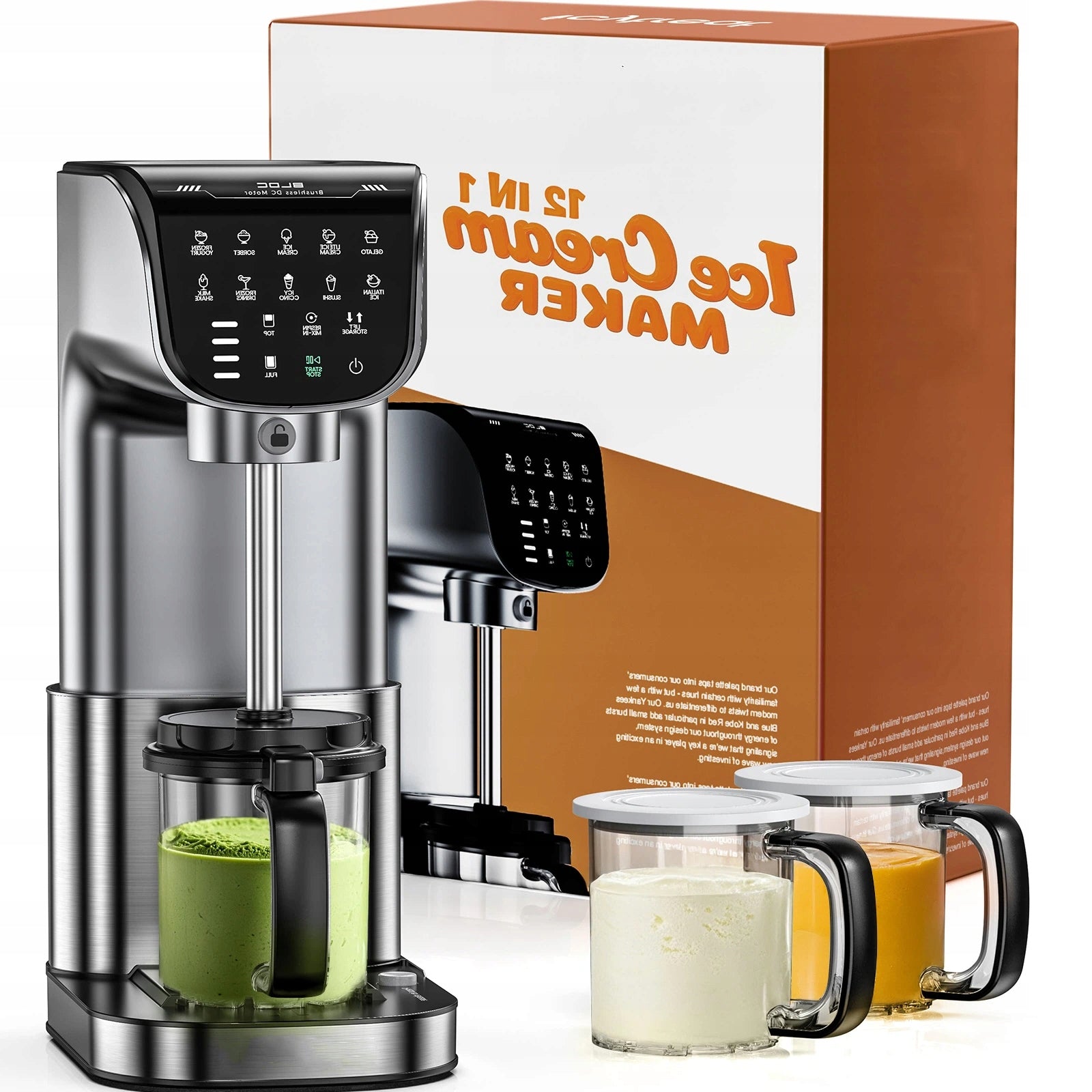 12IN1 FULLY AUTOMATIC STAINLESS STEEL ICE CREAM MACHINE 3 CONTAINERS