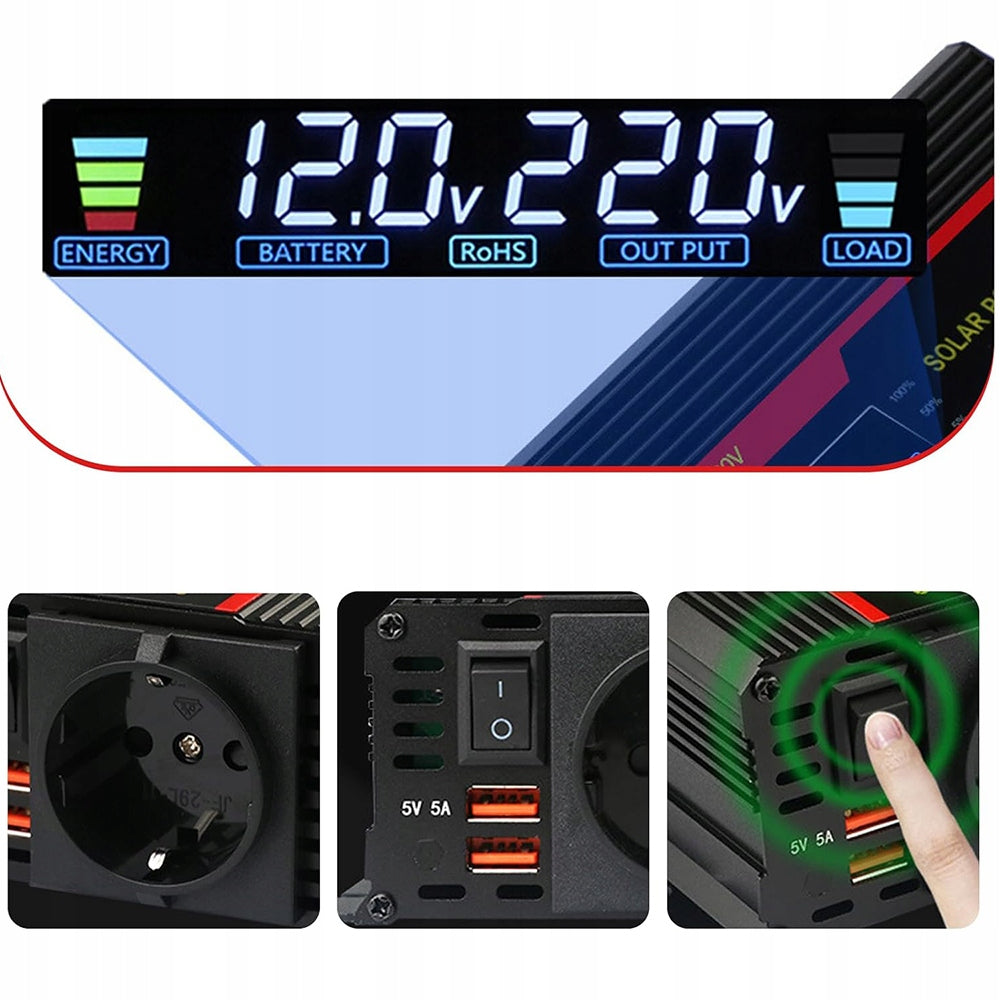 12V 220V 2000W 5A CONVERTER CAR VOLTAGE USB INVERTER SAFE Effective power 2000 W