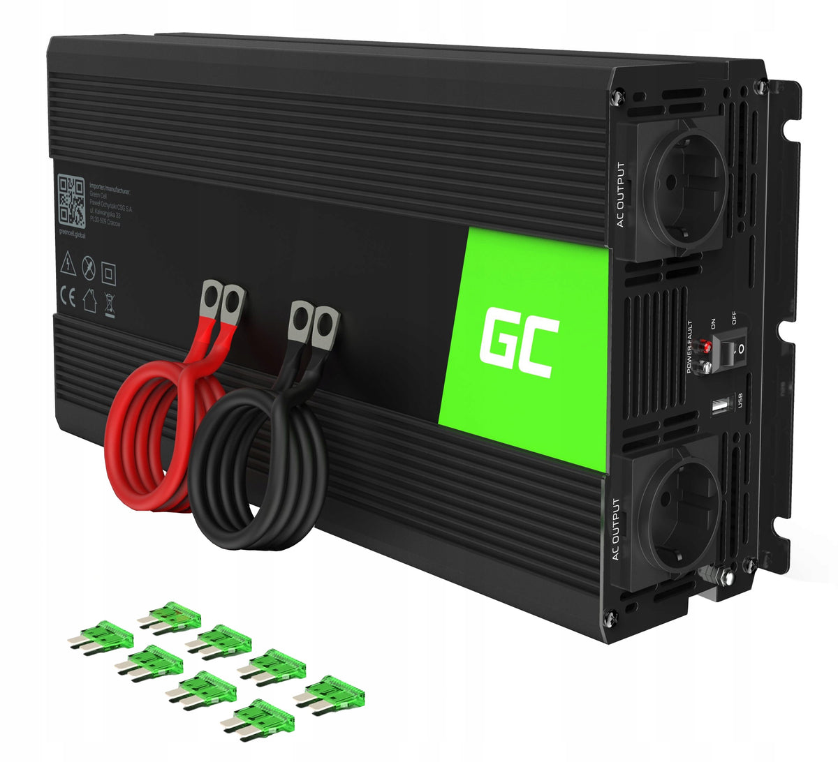 12V 230V 1500W 3000W CAR BATTERY CONVERTER GREEN CELL + USB