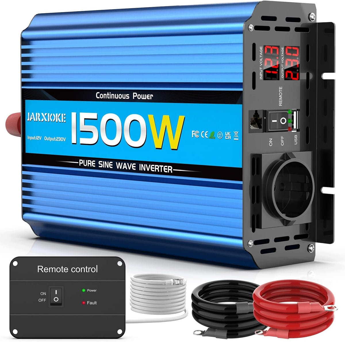 12V 230V 1500W pure sine JARKIOKE USB remote control