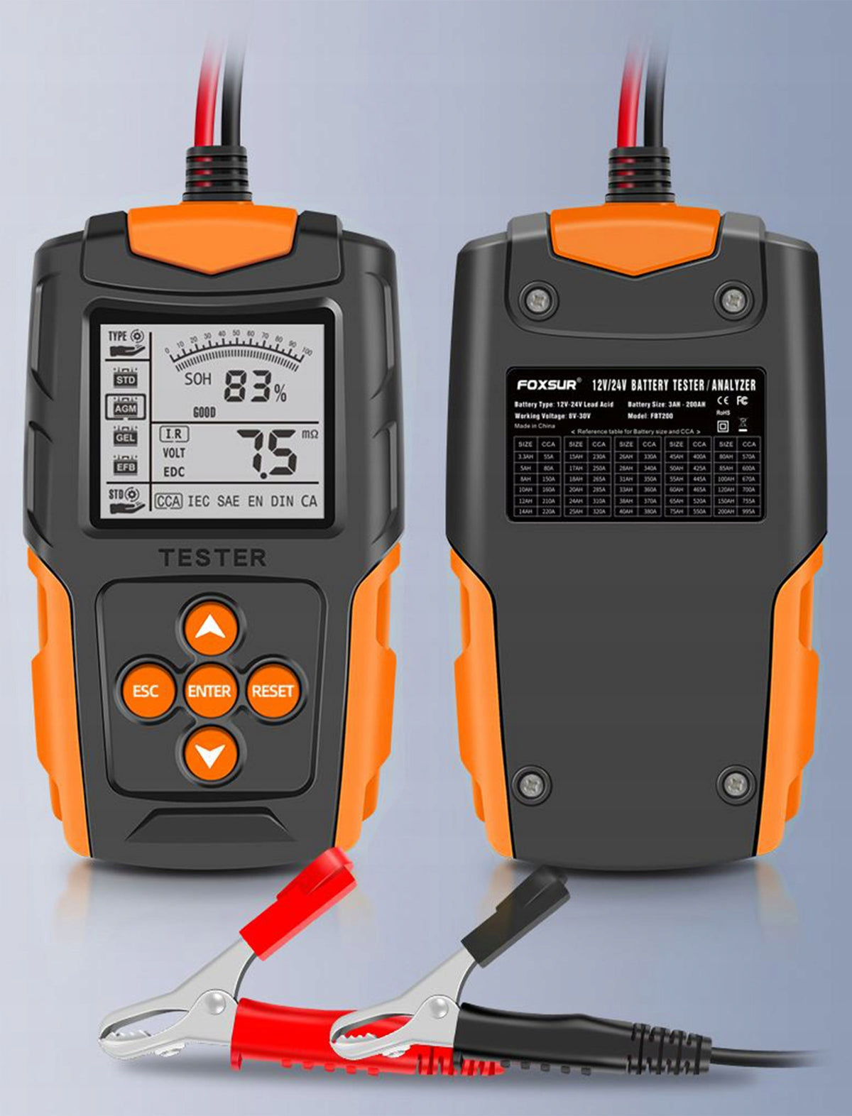 12V 24V Battery Tester Digital Charging System 3Ah - 200Ah Manufacturer code BATTERY TESTER CHECKER DIGITAL ANALYZER BAD