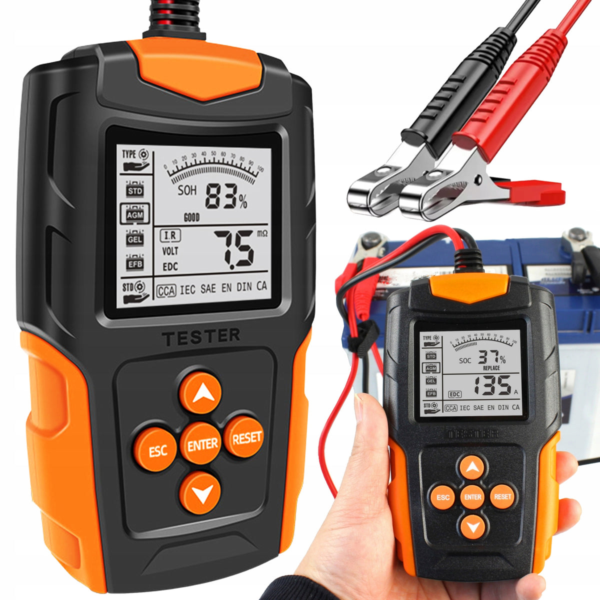 12V 24V Battery Tester Digital Charging System 3Ah - 200Ah