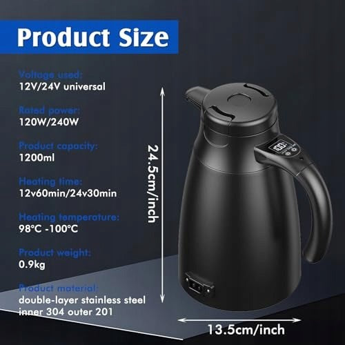 12V/24V TRAVEL ELECTRIC KETTLE FOR CAR 1 2L STEEL Brand no brand